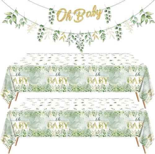 Salbei grüne Geburtstagsdekorationen für grüne Baby Dusche Banner, Baby Dusche Tischdecken für Home Baby Dusche Salbei Grüner Geburtstag Geschlecht Neutrale Party Dekoration