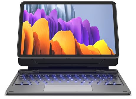 Dexnor Funda con Teclado Español Ñ para Samsung Galaxy Tab S10 FE/S9 FE 10,9/S9 11 Diseño Magnética Flotante con Trackpad Retroiluminado Teclado Bluetooth Inalámbrico, Negro