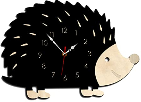 PRETYZOOM Wanduhr stille Uhr Cartoon-Igel-Form-Uhr Tier schmücken Produkt Hölzern