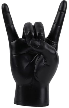 LOVIVER Rock Hand Geste Statue Finger Skulptur Sammlung Musik Geste Figur Hand Zeichen für Apartment Hotel Büro Dekoration, Schwarz rechts