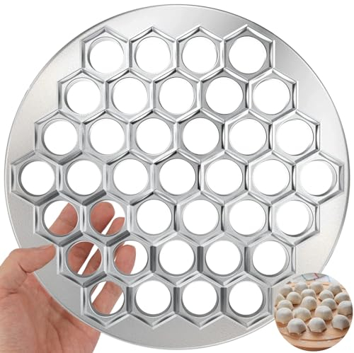 Dumplings Ravioli Mold, 37 Löcher Ravioliformer Mold, Knödelmacher Russian Pelmeni Maker, Pelmeni Form aus Aluminiumlegierung, Teigtaschen Dumpling Maker Werkzeug zum Kochen Backen