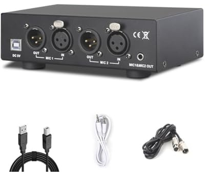 Scalewbin 2 canales 48V Universal Compacto Phantom Power Kit para Micrófono de Condensador Equipo de Grabación Musical
