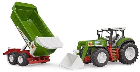 bruder 03452 - Roadmax Traktor mit Frontlader und Kippanhänger - Fahrzeuge Landwirtschaft, Bauernhof, Bulldog, Trecker, Schlepper, Spielzeug ab 2 Jahre