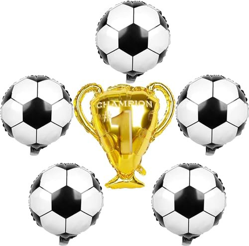 6 ballons de football, ballons trophée de football, ballons de football en aluminium,décorations de fête de football, accessoires de fête d'anniversaire, événements sportifs de la coupe du monde