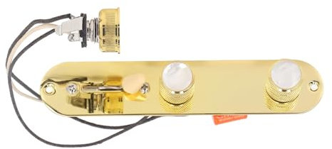 Fully Loaded Prewired Telecaster Control Plate, Gold 3 Way Switch with Volume & Tone Controls, Easy Install for Electric Guitar
