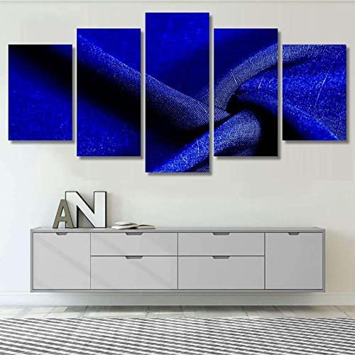Impreso Pinturas Sobre Lienzo - 5 Piezas De Pinturas Sobre Lienzo - Decorativos Murales De Arte De La Pared - 5 Pinturas Tela Azul Con Textura 200 X 100 Cm Para Salón Oficina Dormitorio Hote -8W1B+X7S