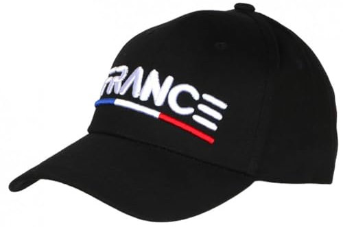 PAYS Casquette France Noire Drapeau Tricolore Bleu Blanc Rouge Tendance - Taille Unique - Noir