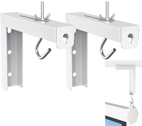 Adjustable Projector Screen Bracket - L-Shape Projector Screen Wall Mount Bracket Wall Mount Bracket for Home Projector and Cinema Screen with Adjustable Mounting Hook,