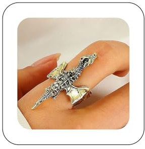 Dervivea Gothic Flying Dragon Ring Gold Drachen Fingerring Halloween Drachenring Antiker Drache Offene Ringe Verstellbarer Drache Statement Ring Schmuck Für Frauen