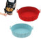 GENZEN Silicone Air Fryer Liners 2 Pack - Reusable Airfryer Liners, Air Fryer Kitchen Accessories, Replacement for Disposable Parchment Paper Liners, Compatible with Ninja, Tower Fryers (Red + Blue)