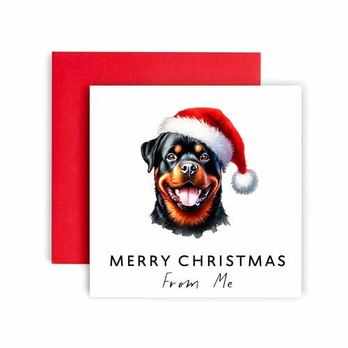 Huxters Christmas Card from the Dog – Rottweiler - Merry Christmas to Dog Mum and Dog Dad – Christmas Card from the Dog to Friends Family First Christmas (Rottweiler)