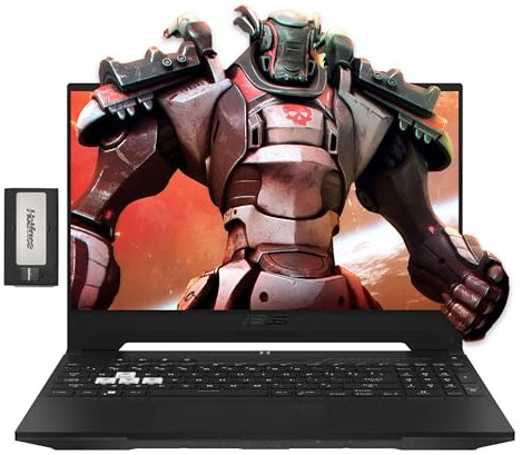 ASUS TUF F15 39.6 cm WQHD 144Hz Gaming Laptop, Intel i7-12650H, NVIDIA GeForce RTX 3050 Graphics, 64GB DDR5, 2TB SSD, teclado retroiluminado, Wi-Fi 6, Win 11, negro, 256GB Docking Station Set