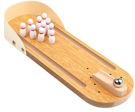 Laroal Bowling Spiel Set Mini Bowling Tisch Spiel Schreibtisch Dekoration Holz