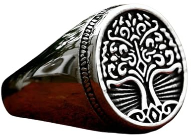 Sumpgle Stainless Steel Viking Tree of Life Ring Titanium Steel Men's Ring
