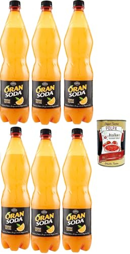 Italian Gourmet aranciata italiana Orange Soda frizzante PET Flasche 6 x 1L | Bibita agli agrumi, erfrischend und spritzig servita fredda, ideale per, Gesamtnettogewicht 6 L + Kostenlos Polpa 400g