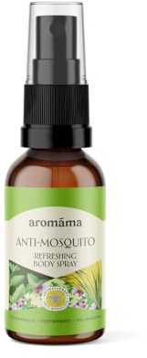 aromáma Erfrischendes Körperspray – Natürliche Mischung aus Citronella, Pfefferminze und Palmarosa – Ätherische Aromatherapieöle für die Haut und zur Anwendung im Freien – 50 ml