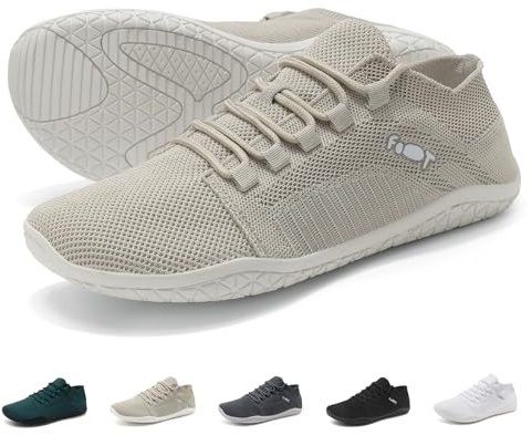Wizshoe Chaussures de Trail Running Homme Femme Barefoot Shoes Minimalistes Baskets Sneakers Chaussures Pieds Nus de Marche Sport Fitness Barefoot Trekking Unisexe Respirant Léger, Beige 42 EU