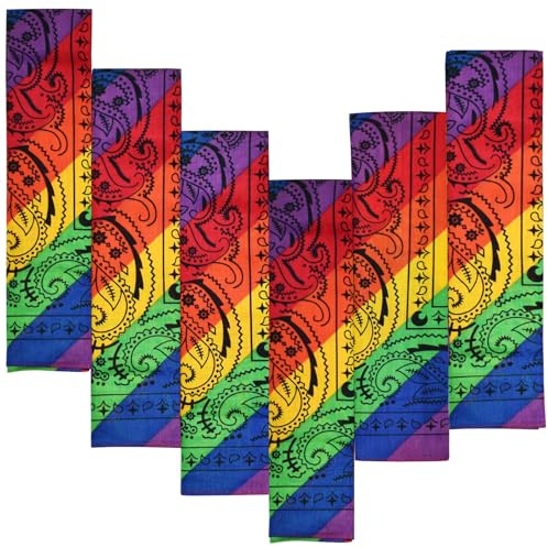 Every-ville Baumwolle Bandana, Halstuch, Paisley, 6er Set, Regenbogen