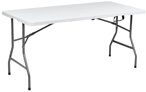 Beliani Gartentisch für 4 Personen rechteckig klappbar mit Metallbeinen 152 x 74 cm weiß Cugnoli
