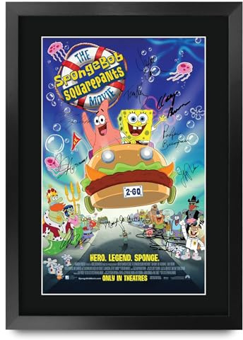 HWC Trading SpongeBob 1 Geschenke Geduckter Poster Signiertes Autogramm Foto für Fans von Film Memorabilien - A3 Gerahmt