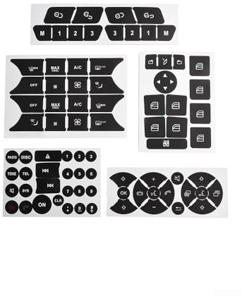 Vinyl Button Repair Decal Sticker Set for Mercedes For Benz AC Door Radio Window Steering Controls Compatible with Multiple Models Including C Class E Class SLK CLS