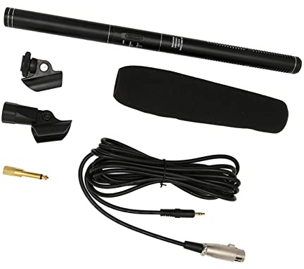 Hamwesh Condenser Interview Microphone, Handheld Reporter Microphone, Photography Mic with Holder Anti Wind Foam Cap 16.4ft Detachable XLR Cable for Video Camcorders DSLR DV