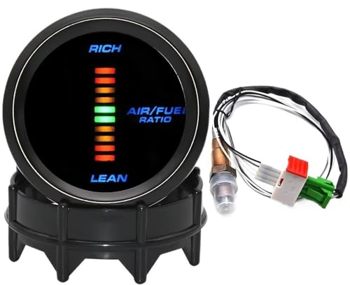 Lambda Sensor Für Benzinauto 12V 2 52MM Luft-Kraftstoff-Verhältnis-Messgerät Mit Schmalband-O2-Sauerstoffsensor 0258006028 AFR-Messgerät Meter Rich Lean Lamdasonde(Gauge and sensor)