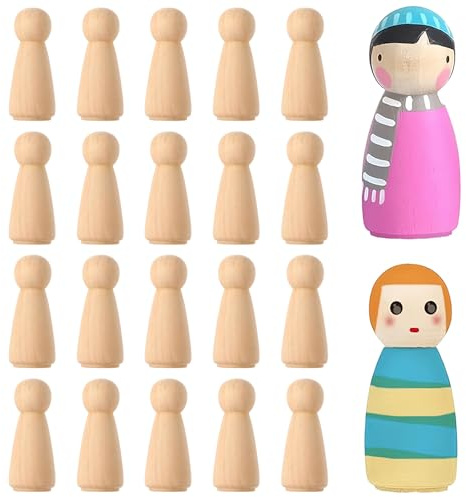 20 Pcs HöLzerne Peg PuppenköRper 53 Mm NatüRliche Unbemalte Weibliche MäNnliche Basteln Holz Figurenkegel Diy Holzfiguren für Diy Kunsthandwerk Farbe Geschnitzt Weihnachten Geburtstag Dekoration