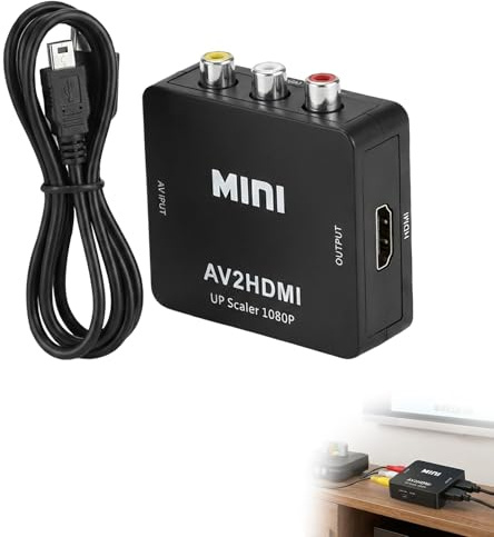Jetstream AV auf HDMI Adapter, RCA auf HDMI Konverter, 1080P, Mit USB-Kabel, kompatibel mit Xbox 360, PlayStation 3 4 5, DVD, Android TV Box, Fire Stick, Roku, Schwarz