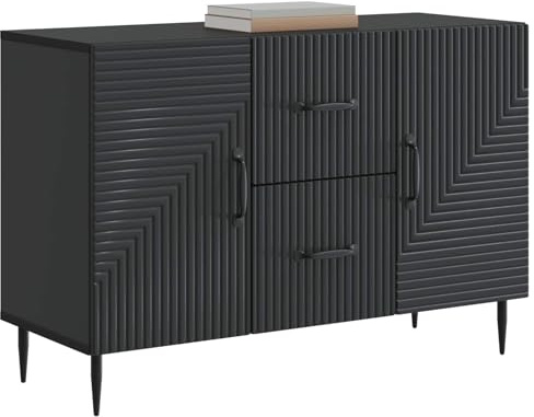 vidaXL Sideboard Schwarz 89 x 34,5 x 60 cm Holzwerkstoff, Wohnzimmer, Vintage Sideboard, rechteckige Aufbewahrung, geräumiger Schrank, vielseitiges Möbelstück