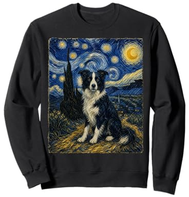 Border Collie Sternenhimmel Van Gogh Stil Sky Art Hund Papa Mama Sweatshirt