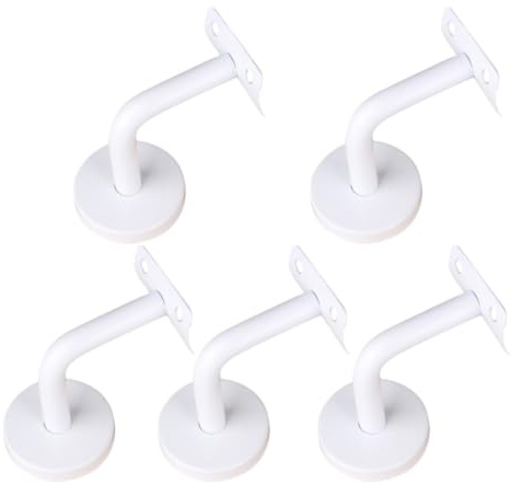 Supporto Corrimano a Muro in Acciaio Inox, 5 Pezzi, Bianco | Braccio Solido, Finitura Verniciata, per Scale Interne, Uso in Palestra e Lavatoio