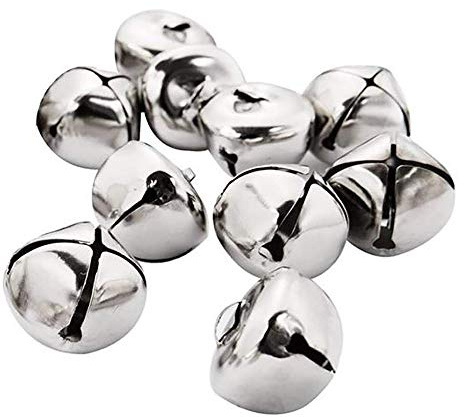 YIGO Silver 50pcs 25mm (1 inch) Iron Loose Beads Small Jingle Bells Christmas Decoration Pendants DIY Crafts Handmade Accessories