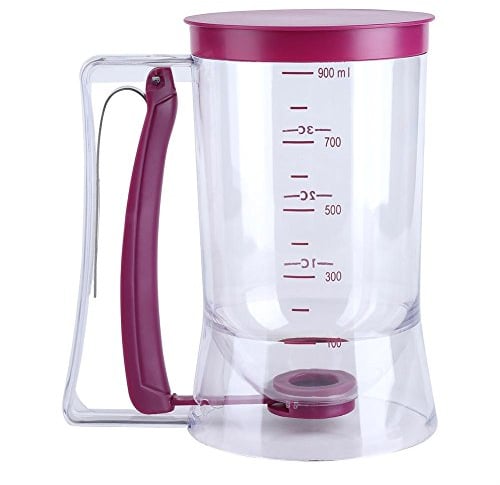 Fdit Pancake Batter Dispenser Dough Scoop Measuring Cup Cupcake Funnel Batter Dough Dispenser Tool With Measuring Label 900Ml