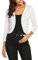 Parabler Damen Bolero Kurze 3/4 Ärmel Strickjacke Schulterjacke Shrug Top Elegant Leichte Cardigan Casual Top, Weiß, EU 42(Herstellergröße:XL)