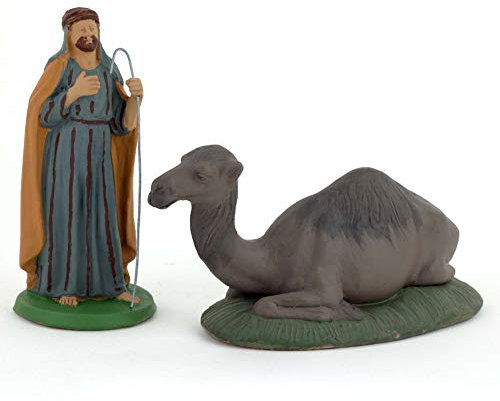 Krippenfiguren Set 2 Figuren aus Terrakotta Handarbeit Hirte mit Kamel