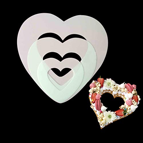 Rolin Roly 3PCS Herzform Kuchen Schablonen Große PlastikSchablone Herz Kuchen dekorieren Formen DIY Backzubehör Tortendeko für Obst Hochzeit Geburtstag Party Dekoration