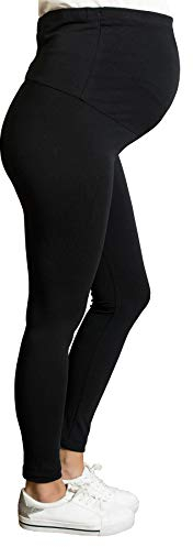 M.M.C. Bequeme Umstandsleggings für den Alltag und Sport Schwanger Damen Schwangerschafts-Leggings Umstandsmode (Schwarz, Large)