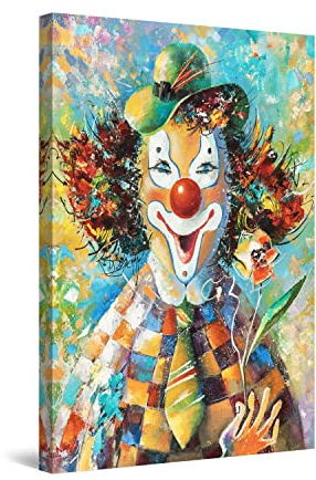 Startonight Bilder Clown auf der Party, Orange Einzelheiten - Leinwandbilder Moderne Kunst - Abstrakte Wanddeko Kunstdrucke, Wandbilder XXL Wohnzimmer Groß Wand Bild 80 x 120 cm, Tag Nacht Effekt