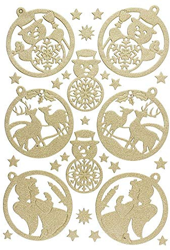 Ideen mit Herz 3-D Sticker Deluxe | Winter & Weihnachten | Erhabene Aufkleber | ideal für Weihnachts-Deko & Weihnachtskarten basteln | Bogengröße: 21 x 30 cm (Anhänger | gold)