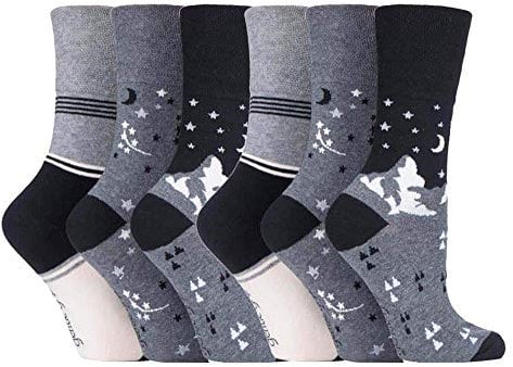 NEW: 6 Pairs Ladies Gentle Grip No Elastic Socks 4-8 uk, 37-42 eur (4-8 uk, 37-42 eur, GG203)