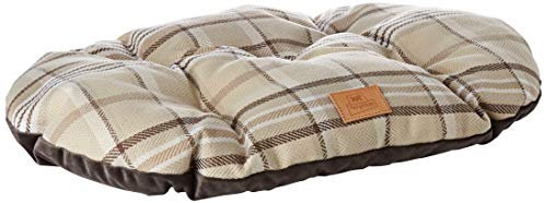 Ferplast Gepolstertes Kissen für Hunde und Katzen SCOTT 55/4, doppelseitig, schottisches Muster, weicher Samt, waschbar, Braun