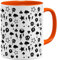 OM3® Skulls 8 Ball Stars Pattern Tasse 8Ball Doodle | Keramik Becher | 11oz 325ml | Beidseitig Bedruckt | Orange