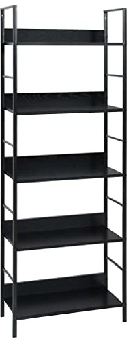 vidaXL Bücherregal 5 Regalböden Standregal Metallregal Küchenregal Schuhregal Bücherschrank Regal Schwarz 60×27,6×158,5 cm Holzwerkstoff