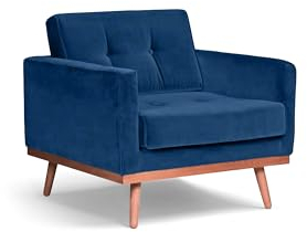 Scandicsofa Sessel Klematisar | B/H/T 86x85x91 cm | Relax-Sessel mit Samtveloursbezug | Deluxe Petrol | Rahmen aus Buchenholz