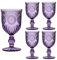 Wine Glasses Set of 4 Purple Embossed 300ml Drinking Goblets Alfresco Dining Glassware