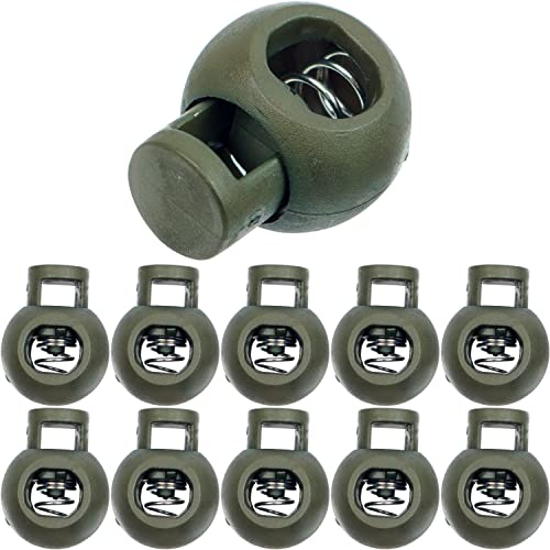 Kordel Stopper, 1-Loch, 10 Stück, Dunkelgrün, für bis Ø 5 mm Kordeln, Band Klemme Jacke, Bekleidung, Rucksack, Gummikordel Stopper, Schnellverschluss Schnürsenkel, Schnur Rutsche, Tanka Kordelstopper