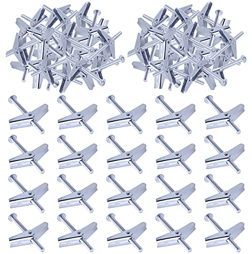 Swpeet Lot de 60 boulons à bascule et écrous à ailettes pour accrocher des articles lourds sur cloison sèche