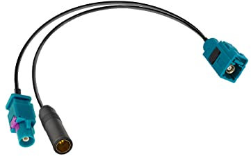 Vecys Fakra Z Hembra a Fakra Z Macho a DIN Hembra Adaptador Splitter Cable Y Tipo RG174 30CM / 12in para Dab Car Radio Car Stereo FM Am Head Unit CD Media Player Receptor GPS