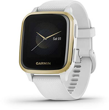 Garmin Venu Sq, Smartwatch GPS con display touchscreen luminoso, fino a 6 giorni di autonomia, oro chiaro e bianco (Ricondizionato)